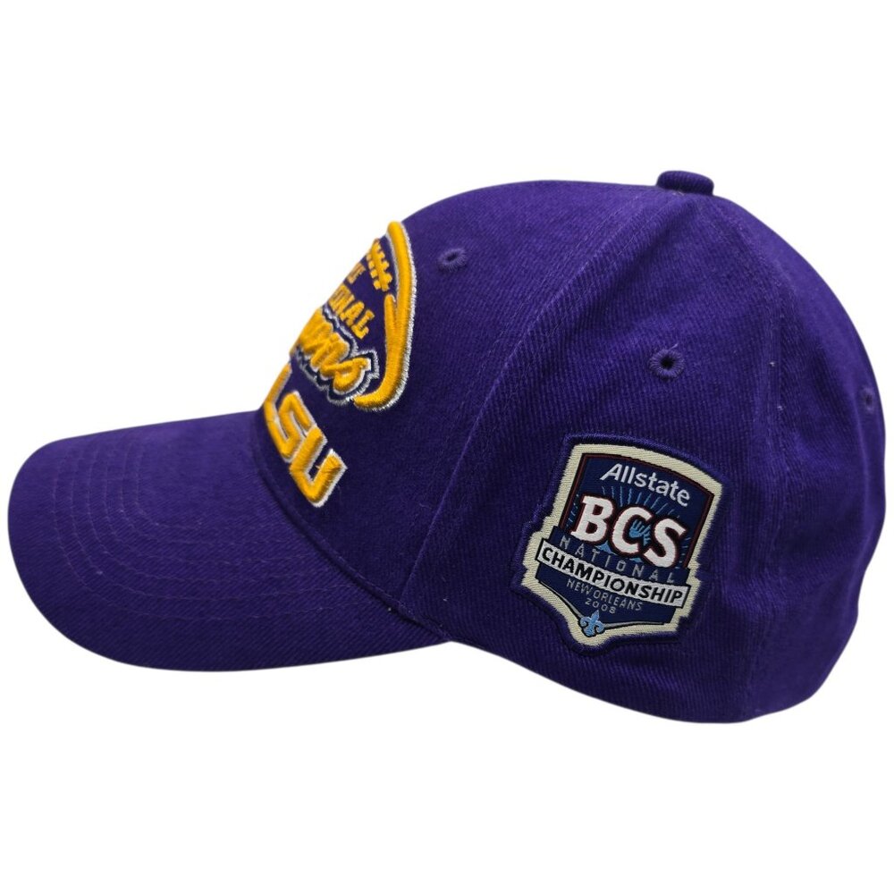 LSU 3-Time National Champions Adjustable Purple Baseball Cap Vintage Look - Picture 3 of 14